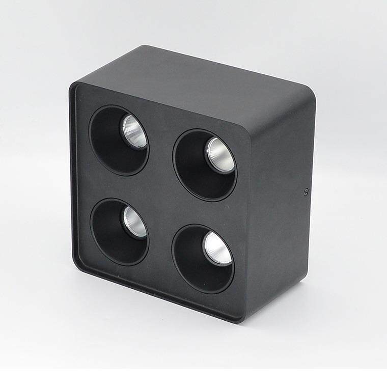 led斗胆灯明装射灯COB吸顶式方形四头三头豆胆灯客厅无主灯照明