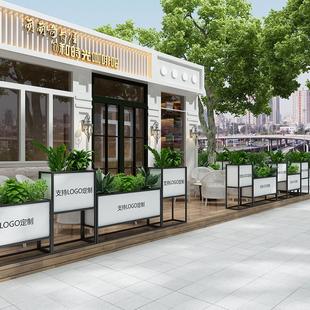 户外铁艺花箱长方形组合隔断花槽市政商业街绿植围栏奶茶外摆花架