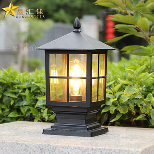 柱子灯别墅大门口柱头两侧户外防水围墙美式 农村庭院灯 复古接电款