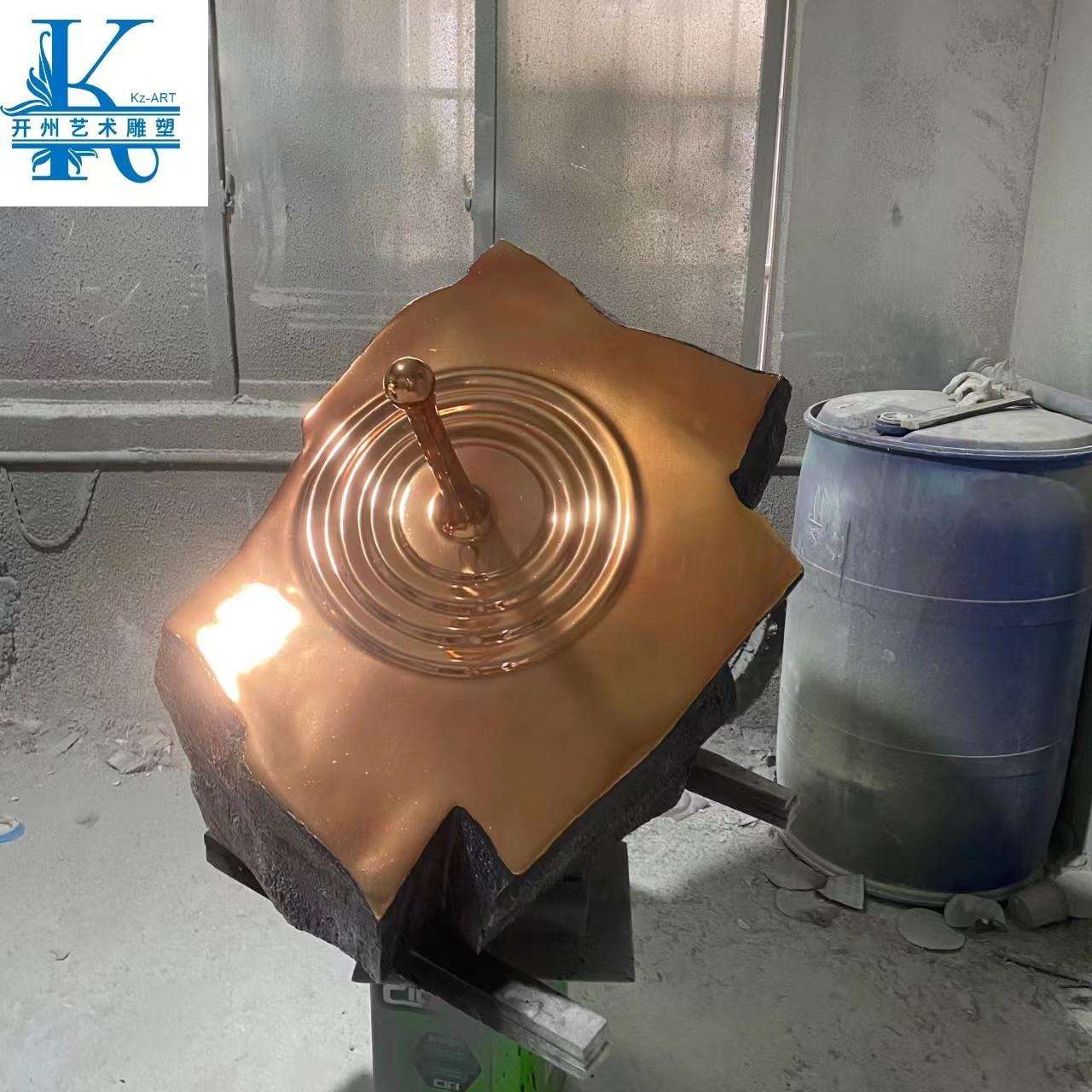 电镀抽象雕塑摆件酒店大堂样板房客厅艺术摆设玄关落地水滴装饰品