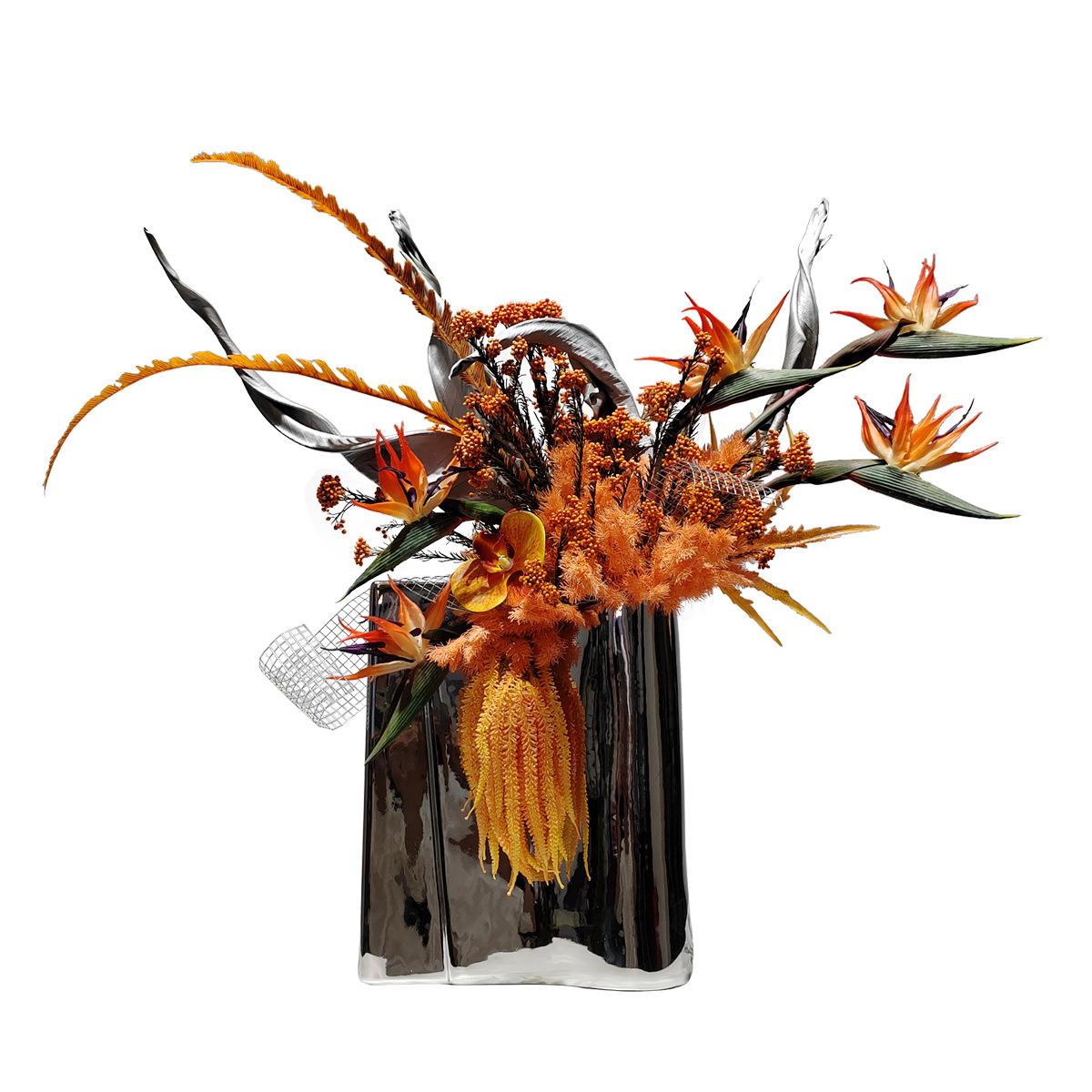 现代轻奢极简仿真花艺高端插花样板间客厅茶几售楼处软装饰摆花束
