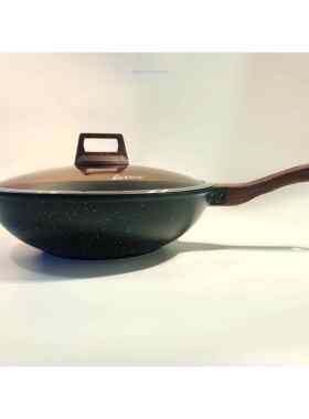 正品滋麦饭乐石炒锅不粘油锅无烟平底电磁通炉燃气用3032cm木纹商