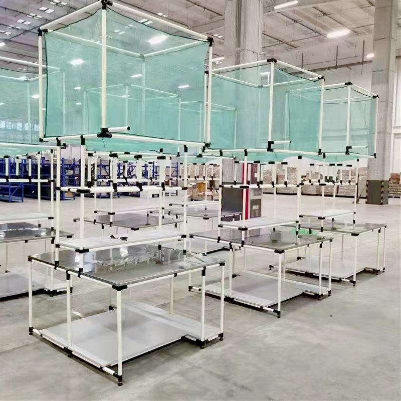 精益管电商双面带网兜打包桌物流快递发货分拣台线车间打包台快递