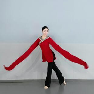 两穿两色团体服演出服蹈服装 短袖 水袖 古典舞蹈练功服身韵舞服甩袖