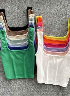 m Fit Bottoming Blouse Solid Crop Top Sleeveless Camis Mujer
