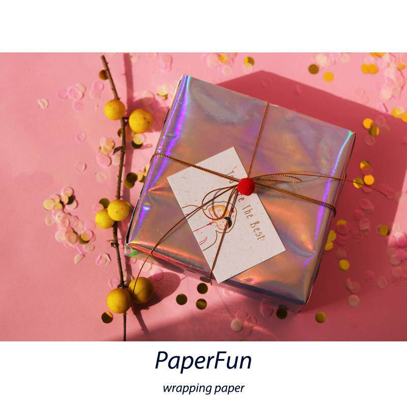 PaperFun 一道特别的彩虹礼物纸包书纸书皮DIY礼物简约镭射包装纸
