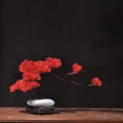 仿真迎客松盆景摆件罗汉松假树绿植崖柏树小盆栽中式酒店桌面造景