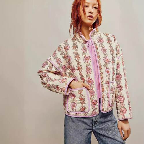 Quilted cotton printed women's cotton coat jacket