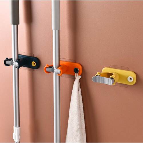 New No-Drill Mop Holder Wall-Mounted Mop Hook for Bathroom,