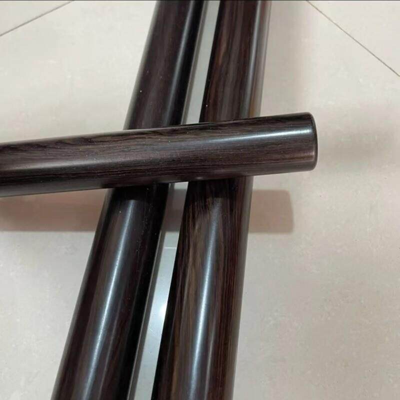 黑檀木圆棒紫光檀武术棍圆柱把玩棍武术健身棍车载防身棍原木短棍