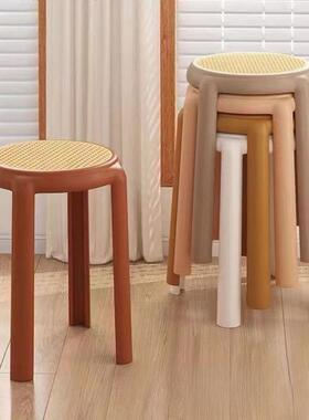 塑ELT料凳子加厚人家用餐凳现简代叠约可放备用凳子创意北成欧圆