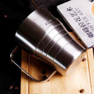 不锈钢加厚尖嘴拉花杯花式 家用900ml银色打奶泡杯 奶杯咖啡器具