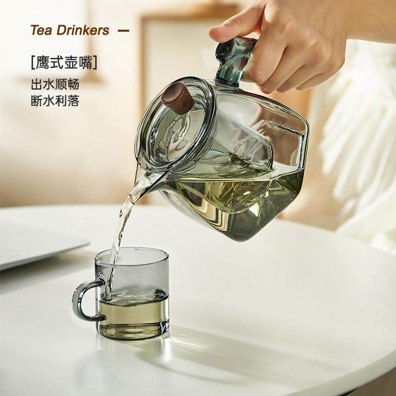 忆壶耐茶璃玻茶壶家用高温泡煮茶壶套棱之壶组花茶过滤茶具办公室