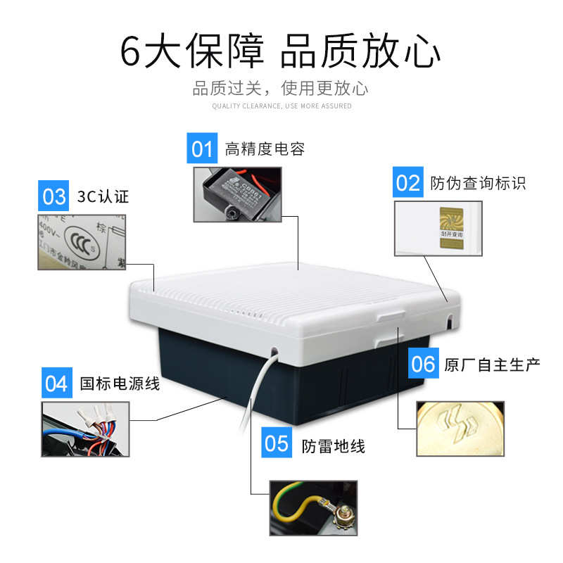 金羚排气扇8寸百叶窗方形带网厕所卫生间厨房静音换气 APB20-4-30