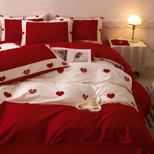 婚庆四件套婚床新婚喜被送套年轻遥伊供应结婚床上用品人嫁出陪嫁