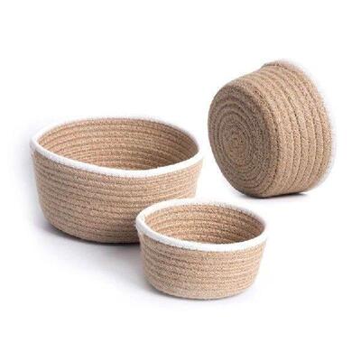 Round Linen Organizers Baskets with 3 Varied Sizes Delicate