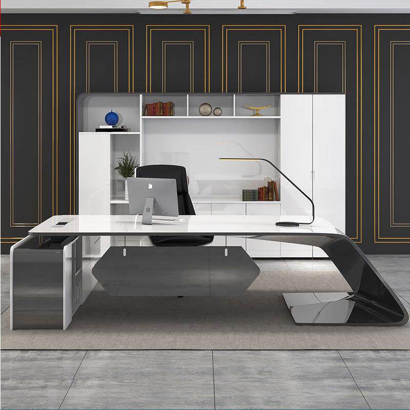 烤漆老板桌简约现代经理桌时尚总裁桌办公大班台主管创意桌椅组合