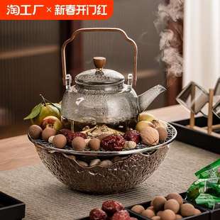 冬日围炉煮茶全套器具室内家用电陶炉烤奶罐罐陶瓷壶玻璃茶壶套装