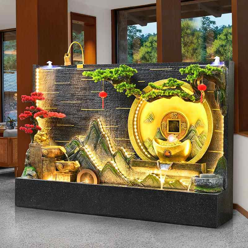 户TEV外庭院中式水水幕墙山屏风高流喷泉水景水风水轮落地流摆件
