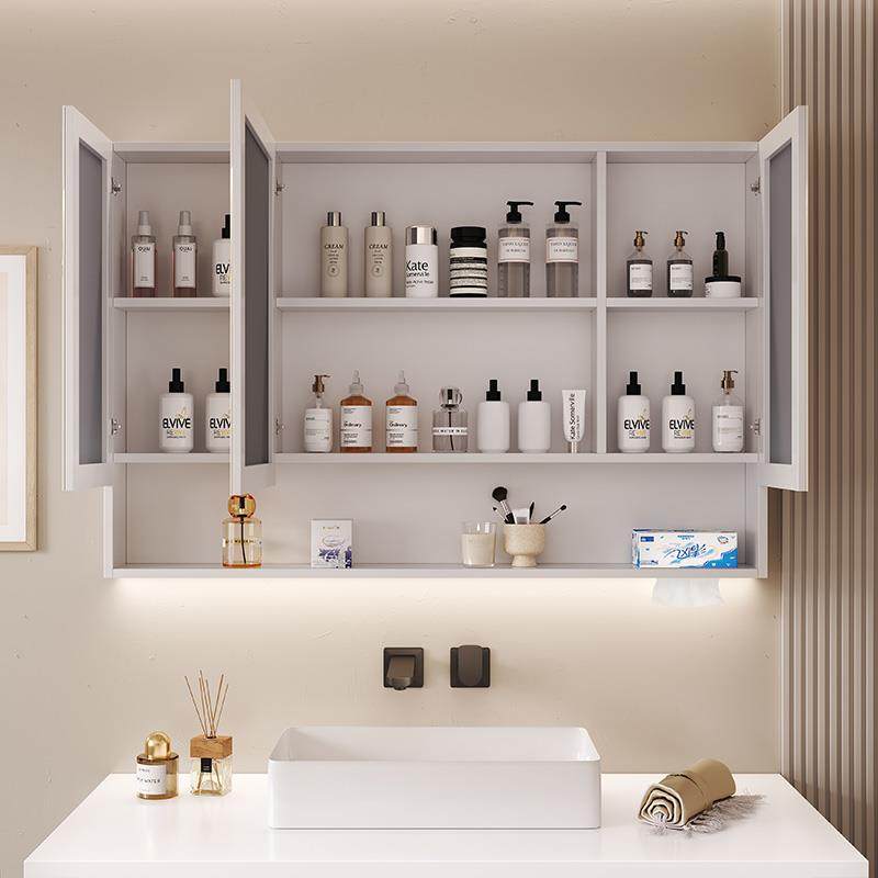 智能一732空铝浴室柜卫生间挂墙式单独镜子带灯收纳体柜带置物太