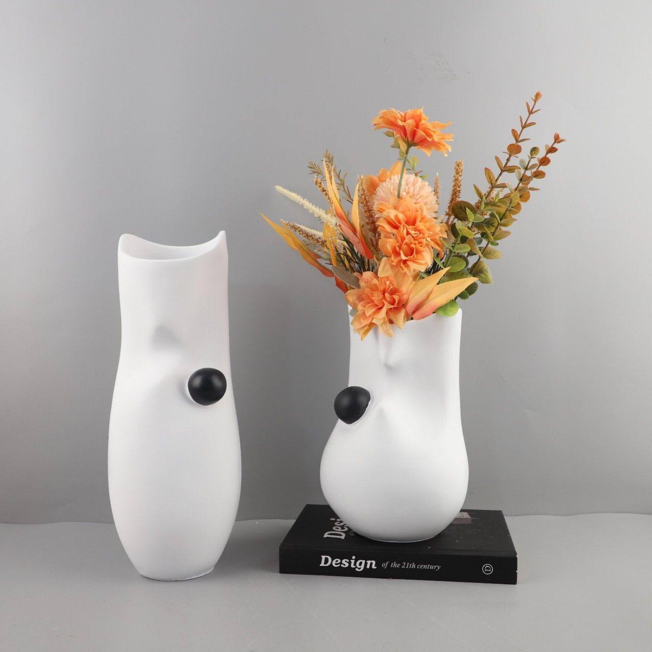 现代极简抽象白色黑点树脂花瓶桌面摆件客厅餐厅卧室玄关家居饰品,标准件/零部件/工业耗材,其他五金件,淘宝优惠券,粉丝福利购,淘宝优惠卷