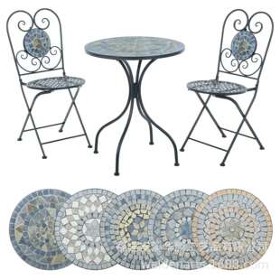 欧式铁艺马赛克桌椅/户外室内庭院花园小酒馆桌椅3件套