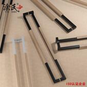 现代极简玻璃门拉手实木办公室酒店包厢有无框拉门把手黑色侧装