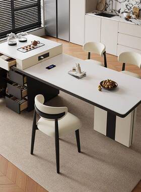 简约岩伸缩岛台餐桌用小户型现代折叠多功能MIR岩板可吃饭板桌家