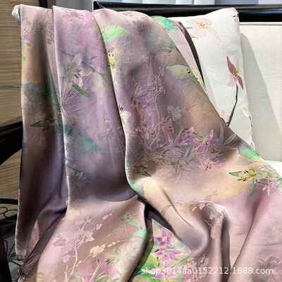 新品35姆米布香云140门纱幅国风服装面料合花图案提花HDZ汉服百料