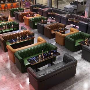 清酒吧西餐咖啡厅KTV覆古卡座沙发烧烤音乐餐吧茶楼酒馆桌椅组合