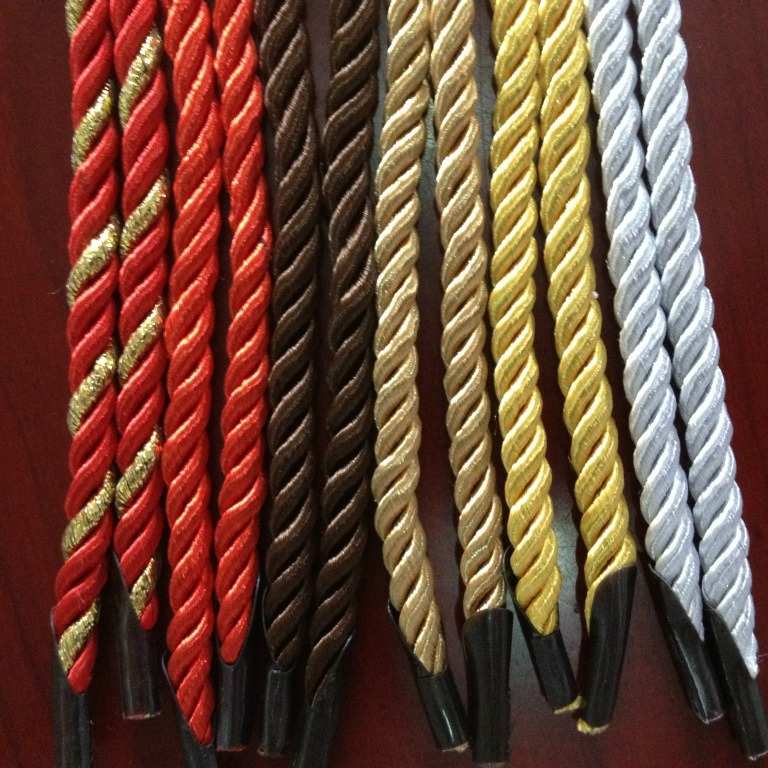 现货涤纶卡头粗三股手提绳子礼品酒盒包装拎袋绳塑料带钩扭绳编织