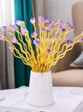 现代轻奢样板间高级感摆件客厅天然紫色植物花开富贵装饰家居饰品
