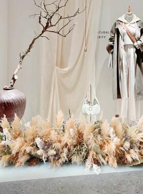 干芦仿真绢VJP插花背景置花艺复古橱窗假花卉装饰花壁挂花路布苇