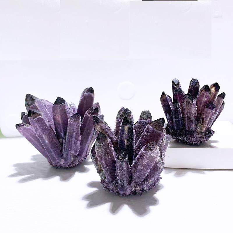 紫水晶簇摆件家居软装桌面书柜装饰品紫晶晶簇摆饰紫色水晶