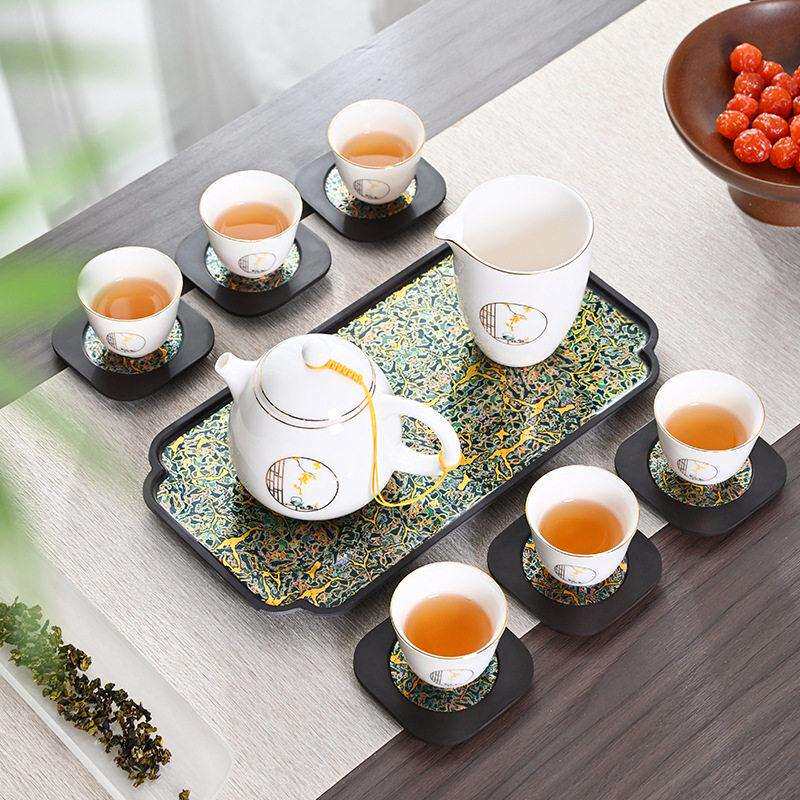 大漆电木干泡茶盘茶杯垫套装新中式家用简约托盘会客干泡台组合