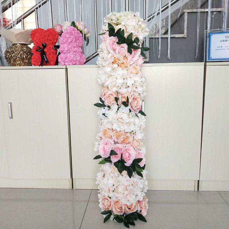 新品1米长款花排婚礼T台路引拱门婚庆仿真花排花婚庆用品玫瑰假花