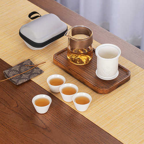 便携式玻璃旅行茶具个人专用随身包快客杯套装户外功夫泡茶壶茶杯