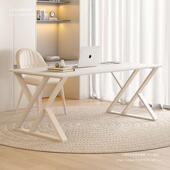 用学办公桌gy现代简约轻$奢台式 奶油室家板书卧桌风白岩纯电脑桌