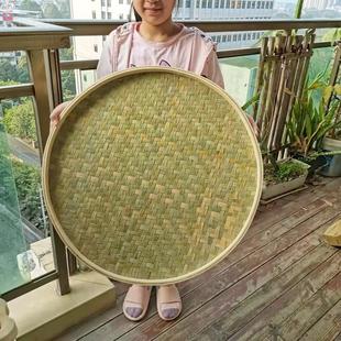 竹编匾编织簸箕竹制品层东西头皮无晒孔竹圆形平底手工家用竹筛