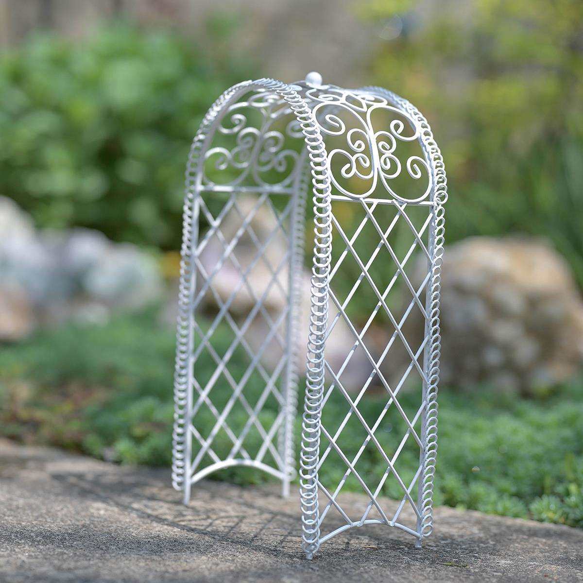 出口欧美铁艺迷你白色花朵蕾丝拱门Zakka杂货微景观摆件装饰