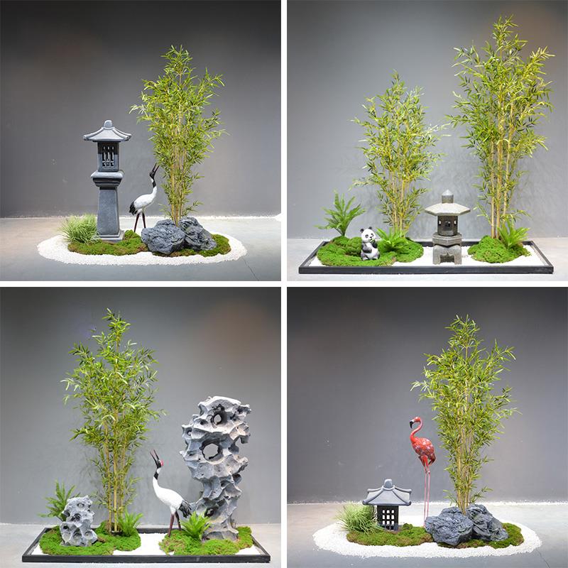 现代中式仿真竹子造景室内装饰假植物落地景观楼梯间角落橱窗摆件