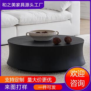 黑色圆形茶几2026新款客厅家用高级感现代简约意式设计师云朵茶几