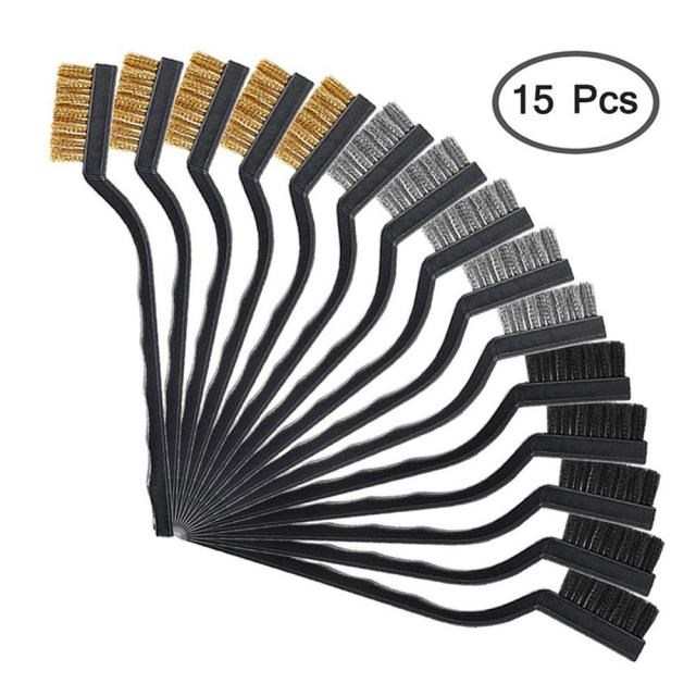 12/15pcs Wire Brass Brush 170mm Mini Brushes Micro Steel Bra