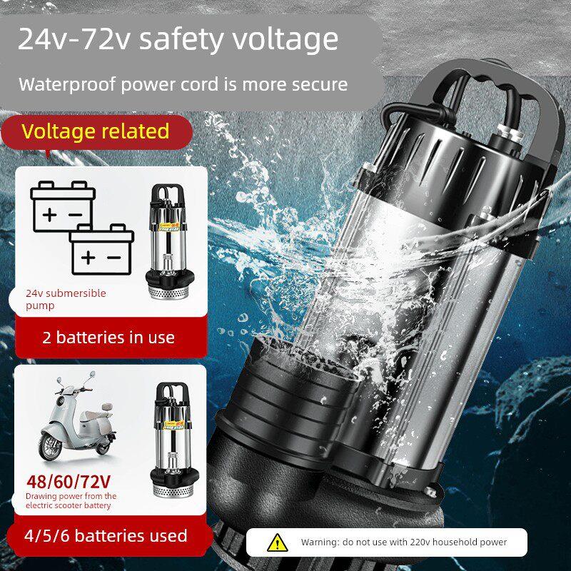 无刷直流潜水泵48V60V72V电动车电瓶车专用抽水泵农用浇菜灌溉机