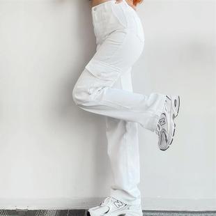 Pants Women HighWaist Straight Trousers Cargo Baggy Lady Leg