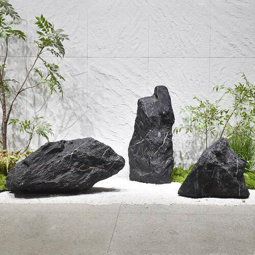 彷真石头造景摆件室外大型空心玻璃纤维防水罩园林井盖装饰假山石