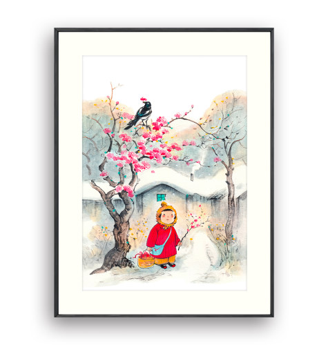 中央美院硕士肚子杜杜《喜上眉梢》限量版画卧室餐厅客厅玄关挂画