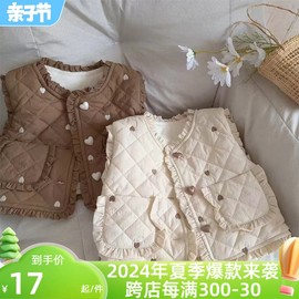 女童秋冬加绒马甲2023年宝宝加厚保暖背心儿童，冬季坎肩外套潮