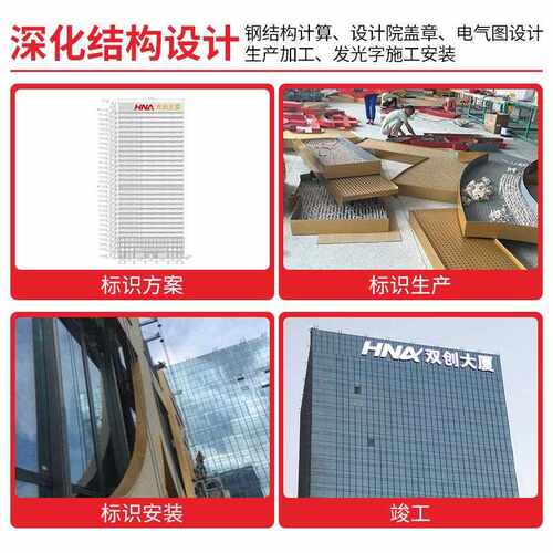 楼顶铝板冲孔字大厦标识logo字广告招牌玻璃幕墙制作高空发光字