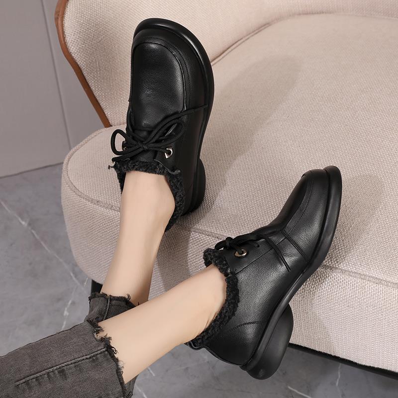 高档2025冬季新款加真皮绒棉鞋女士脚宽肥大码鞋毛毛妈妈棉皮鞋41